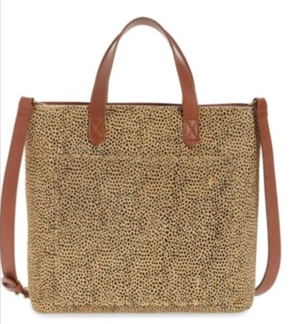 Madewell Leopard Calf hair Zip Top Transport Tote